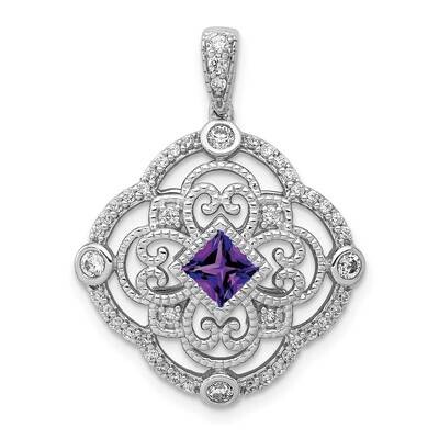 .39 Amethyst Fancy Pendant 14k White Gold Diamond PM3943-AM-038-WA, MPN: PM3943-AM-038-WA,