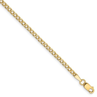9 Inch 2.5mm Semi-Solid Curb Link Chain 14k Yellow Gold BC124-9, MPN: BC124-9, 191101905322