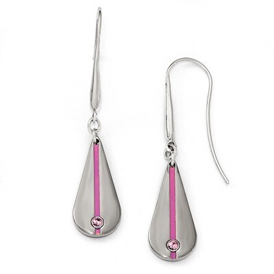 Edward Mirell Titanium Pink Anodized with Pink Sapphire Teardrop Earrings EME112 by Edward Mirell, …