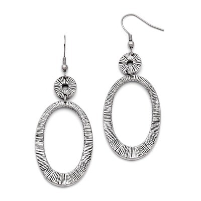 Antiqued Shepherd Hook Dangle Earrings - Stainless Steel SRE706 by Chisel, MPN: SRE706, 886774262499