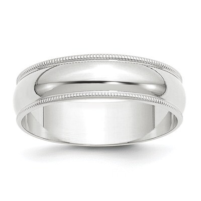6mm Lightweight Milgrain Half Round Band 14k White Gold WML060 Engravable, MPN: WML060, 886774472843
