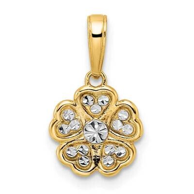 Flower Pendant 14k Gold and White Rhodium Diamond-Cut M2983, MPN: M2983, 196904082942