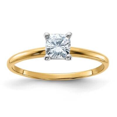 1/2ct. D E F Pure Light Cushion Moissanite Solitaire Ring 14k Gold YGSH13C-8MP, MPN: YGSH13C-8MP, 1…