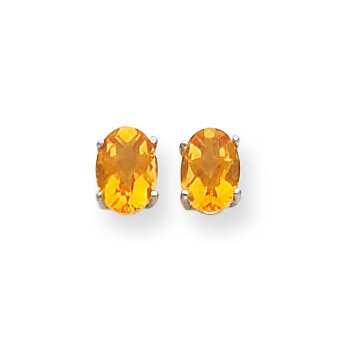 7x5mm Oval Citrine Checker Earrings 14k White Gold XE87WCC, MPN: XE87WCC, 883957107622