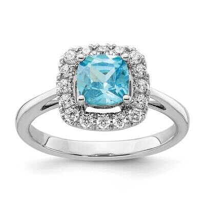 Aquamarine Halo Ring 14k White Gold Lab Grown Diamond RM9037-AQ-028-WLG, MPN: RM9037-AQ-028-WLG, 88…