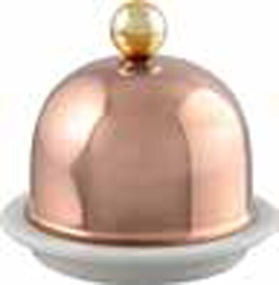 Mauviel M&#39;30 Barware Porcelain Butter Dish with Copper Lid