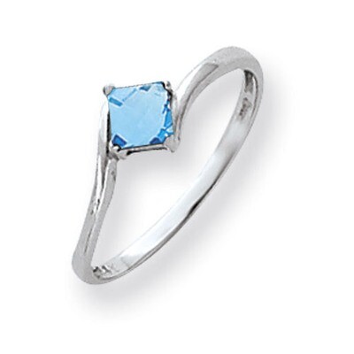 Blue Topaz Ring 14k white Gold 4mm Princess Cut Y4785BT, MPN: Y4785BT, 883957667089