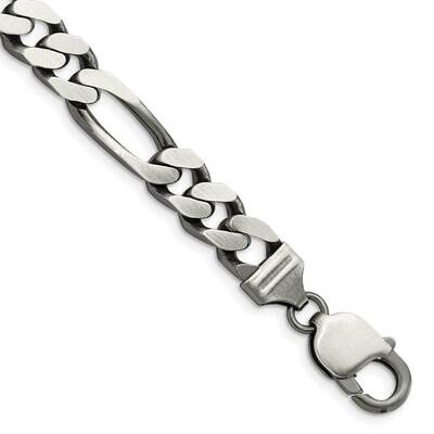 9mm Figaro Chain 8 Inch Sterling Silver Antiqued QFG250A-8, MPN: QFG250A-8,