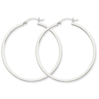 2mm Square Tube Hoops 14k White Gold T1080, MPN: T1080, 883957286228