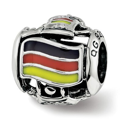 Enameled Germany Theme Bead Sterling Silver QRS3750, MPN: QRS3750,