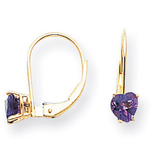 5mm Heart Amethyst Leverback Earrings 14k Gold XLB120AM, MPN: XLB120AM, 883957339412
