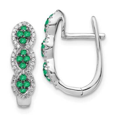 Emerald Earrings 14k White Gold Diamond EM5601-EM-025-WA, MPN: EM5601-EM-025-WA, 191101838682