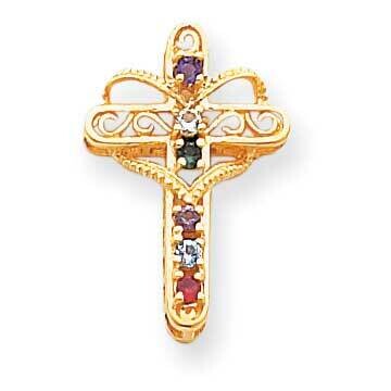 Genuine 6 Stone Mother&#39;s Cross Pendant 14k Gold XMP5/6GY, MPN: XMP5/6GY, 883957142463