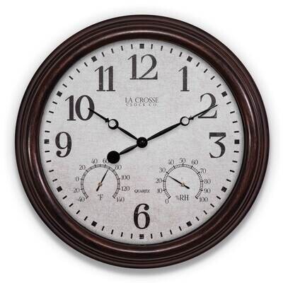 15in Indoor Outdoor Wall Clock with Temperature and Humidity GM22202, MPN: GM22202, 757456084589