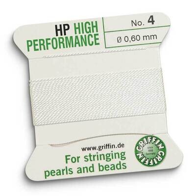 Griffin High Performance #4 White 0.60mm Diameter 2 Meter Bead Cord CRD881/4, MPN: CRD881/4, 841054…