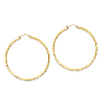 Knife Edge Diamond-cut Hollow Hoop Earrings 14k Gold TC822, MPN: TC822, 886774731445