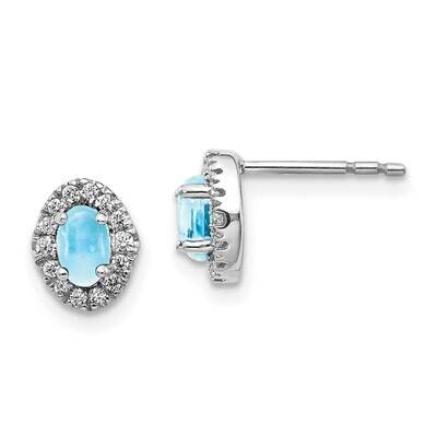 Cabochon Blue Topaz Earrings 14k White Gold Diamond EM4035-BT-016-WA, MPN: EM4035-BT-016-WA, 191101…