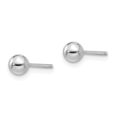 Polished 4mm Ball Post Earrings - 14k White Gold SE107 by Madi K, MPN: SE107, 886774998701