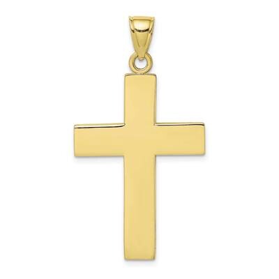 Large Block Cross with Open Back Charm 10k Gold Polished 10K8347, MPN: 10K8347,