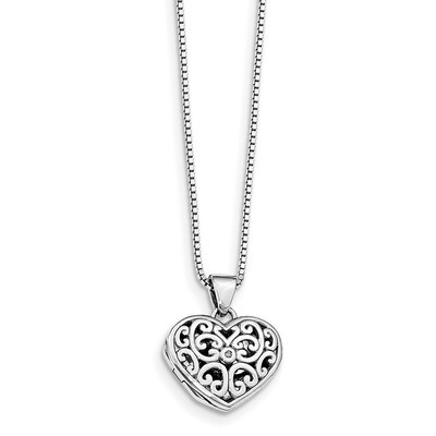Heart Locket Necklace Diamond Sterling Silver QW439-18, MPN: QW439-18, 886774115870