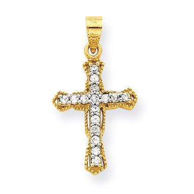 Cross Pendant 10k Gold Synthetic Diamond 10C1319, MPN: 10C1319, 886774021829