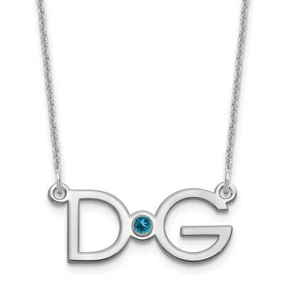 2 Initial with 18k Gold Bezel Birthstone Necklace 14k White Gold Large XNA1252W, MPN: XNA1252W,