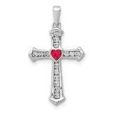 Ruby &amp; Diamond Heart Cross Pendant 14k White Gold PM5272-RU-020-WA, MPN: PM5272-RU-020-WA, 84364205…