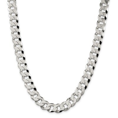 26 Inch 12.30mm Beveled Curb Chain Sterling Silver QFB300-26, MPN: QFB300-26, 883957749785
