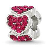 Red Swarovski Crystal Hearts Bead Sterling Silver QRS4412, MPN: QRS4412,