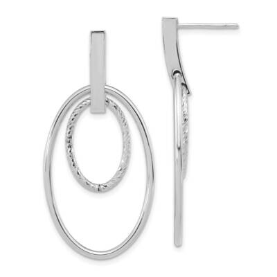 Gold Polished Diamond Cut Post Dangle Earrings 14k White Gold TF1980W, MPN: TF1980W, 191101785634