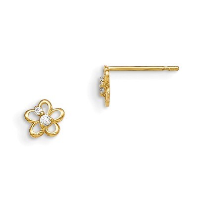 CZ Children&#39;S Flower Post Earrings 14k Gold GK798, MPN: GK798, 191101364396