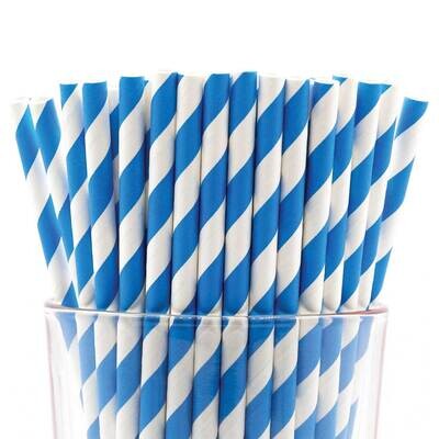 Pack of 150 Blue Wide Stripe Bio-degradable Paper Straws GM22625, MPN: GM22625, 788089151164