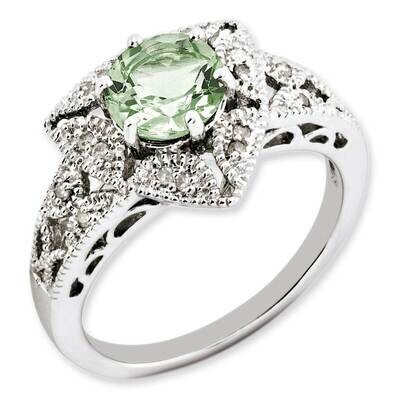 Green Quartz &amp; Diamond Ring Sterling Silver Rhodium-plated QR3276AG-6, MPN: QR3276AG, 883957153339