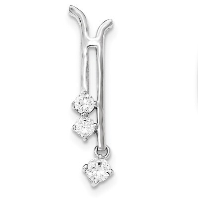 Polished Rhodium Plating CZ Chain Slide Pendant Sterling Silver QP4381