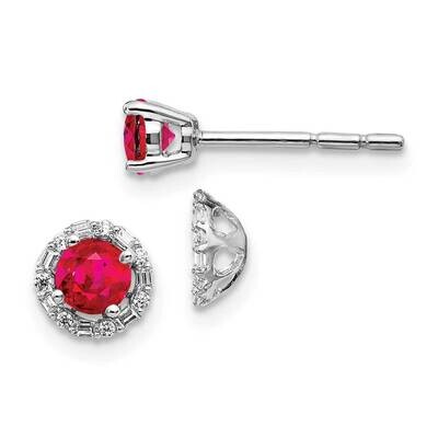 Ruby Earrings 14k White Gold Diamond EM4024-RU-007-WA, MPN: EM4024-RU-007-WA, 191101837050