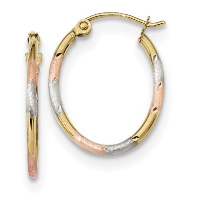 Diamond Cut Hoop Earrings 10k Gold with Rhodium 10ER302, MPN: 10ER302, 191101169496
