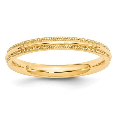 3mm Milgrain Comfort Fit Band 14k Yellow Gold MC030 Engravable, MPN: MC030, 886774488011