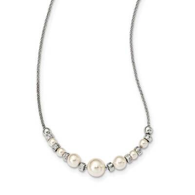 Beads &amp; Swarovski Pearl with 2 inch Extender Necklace Sterling Silver Diamond-cut QG5228-16, MPN: Q…