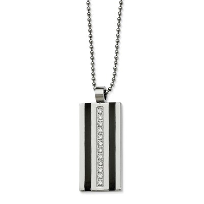 Black IP CZ Necklace Stainless Steel Polished SRN2086-20 by Chisel, MPN: SRN2086-20, 191101645181