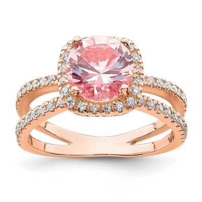Square Crystal Ring Sterling Silver Rose-tone QR6851, MPN: QR6851, 886774034126