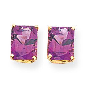 9x7mm Emerald Cut Amethyst Earrings 14k Gold XE68AM, MPN: XE68AM, 883957096261
