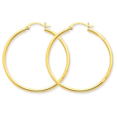 Lightweight Tube Hoop Earrings 14k Gold T919L, MPN: T919L, 883957287508