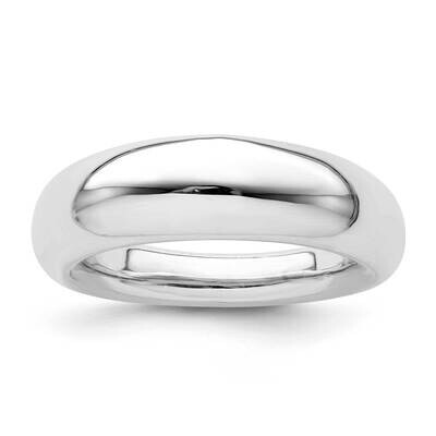 Sterling Silver high polished dome ring-rhodium ANG7078-7-RH