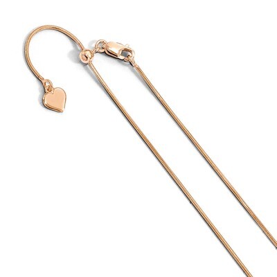 Leslie&#39;s .95 mm Rose Gold-plated 22in Adjustable Snake Chain 22 Inch Sterling Silver HB-FC60-22, MP…