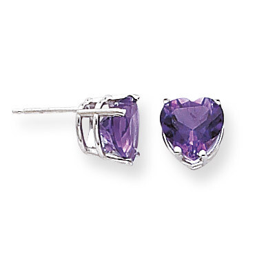 8mm Heart Amethyst earring 14k White Gold XE100WAM, MPN: XE100WAM, 883957088907
