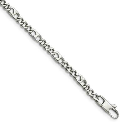 4mm Figaro Bracelet Stainless Steel Polished SRB1267-8.5 by Chisel, MPN: SRB1267-8.5, 886774672229
