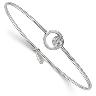 CZ Diamond Circle Flexible Bangle Sterling Silver Rhodium-plated Polished QB1142, MPN: QB1142, 8867…