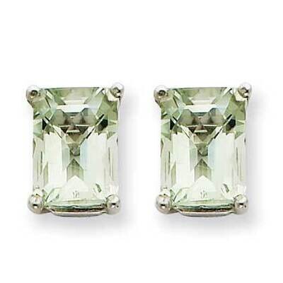 8x6mm Octagon Checker-Cut Green Quartz Earrings 14k White Gold XE67WCG, MPN: XE67WCG, 883957096162