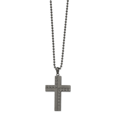 Matte Finish Gun Metal IP Cross 22 Inch Necklace Stainless Steel Polished SRN2598-22 by Chisel, MPN…