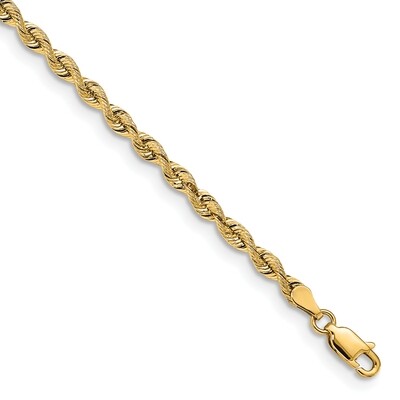 8 Inch 3.25mm Silky Rope Chain 14k Yellow Gold SKR025-8, MPN: SKR025-8, 191101858062